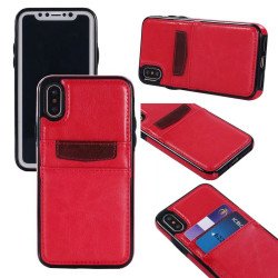iPhone Xs Max Leather Style Credit Card Case (Red)